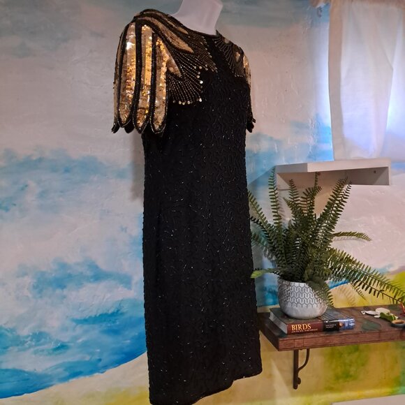Stenay size 6 vintage sparkly black & gold dress, great condition - Picture 5 of 10